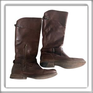 Frye Phillip Leather Equestrian Riding Boots Knee Length Brown Retro Size 8